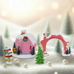  The Grinch Whoville Village 4-Piece Christmas Set — House, Arch, Sign Post & Tree