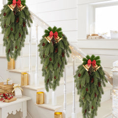 RECUTMS Artificial Pine Branches with Pine Cones Green Plants Pine Needles DIY Accessories for Wreath Christmas and Home Garden Decoration (2 Pieces, Dark Green)