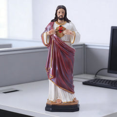 Catholic Sacred Heart of Jesus Statue, 10" H Jesus Christ Figure, Religious Catholic Gifts, Inspirational Indoor Home Decor, Hand Painted