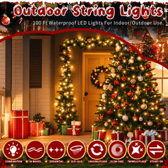 Fairy Lights Christmas Tree Lights 99 FT 300 LED String Lights for Indoor Outdoor Home,Garden,Christmas,Party Decoration(Warm White)