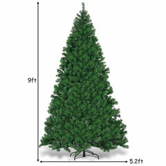  9Ft Pre-Lit PVC Christmas Tree Hinged 700 LED Lights Green