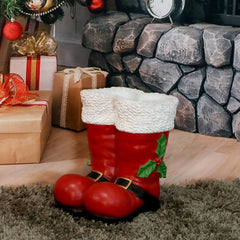 Sunnydaze 13 in Polyresin Santa Boots Christmas Decor Statue