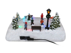 Christmas Village Tabletop Hockey Skating Rink Pre-lit Winter Snow Village Perfect Addition to Your Christmas Indoor Home Decorations Great Centerpiece for Your Collection