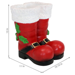 Sunnydaze 13 in Polyresin Santa Boots Christmas Decor Statue
