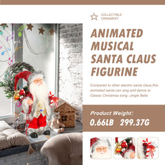 14-Inch Animated Plush Santa Claus with Christmas Music,Musical Christmas Figurine for Tabletop Indoor Holiday Home Decoration