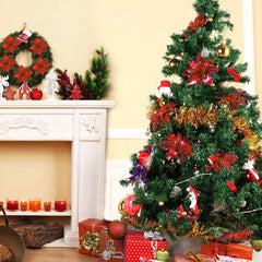 36PCS Artificial Christmas Flowers Fake Poinsettia Flowers Christmas Tree New Year Ornaments Flower Decorations DIY Wreath Accessories Wedding Xmas Garland Decor