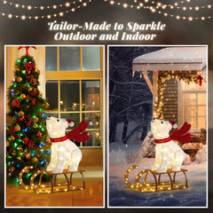 Ktaxon Polar Bear Christmas Lighted Bear on The Sledge Outdoor Decoration for Holiday Lawn Garden Party
