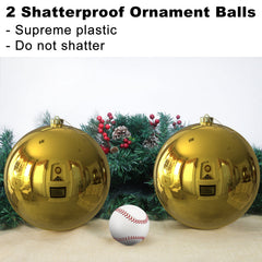 2Pcs 8.0" Extra Large Christmas Ornaments - Christmas Tree Decoration Balls for Birthday Holiday Wedding Decorations - Gold