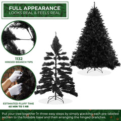 6FT Black Spruce Artificial Holiday Christmas Tree with Sturdy Metal Stand