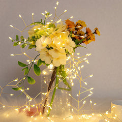 RESNICE Cluster Fairy Lights 50FT Firecracker String Lights 500 LED Warm White Plug in Indoor Silver Wire String Lights with Remote for Christmas Tree,Plant,Garden,Patio,Backyard