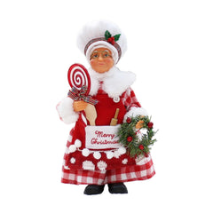 balikha Christmas Chef Ms Claus Figurine Chef Statue Centerpiece Collectible Xmas Gift Christmas Decoration for Home Fireplace Party C