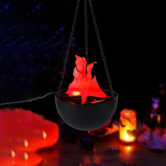 Eurhowing LED Flame Light, Realistic 3D Flickering Fire Effect Lamp, 110V Electric Flameless Fire Hanging Cauldron for Holiday, Christmas, Home Decor, 2 Pack