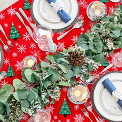  Christmas Eucalyptus Garland, 2 Pcs 6.56 FT Artificial Greenery Garland Silver Dollar Leaves Boxwood Vines with White Buds for Home Wedding Party Table Mantle Xmas Decor