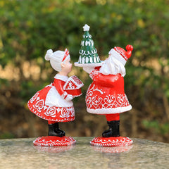 harmtty Xmax Christmas Ornaments Resin Santa Claus with Gingerbread House Create Atmosphere Table Decorations for Christmas A
