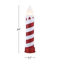  24" Glittery Blow Mold Candle - Red & White
