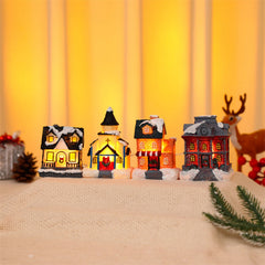 Travelwant 10Pcs/Set Christmas Village - LED Lighted Christmas Village Houses with Figurines, Christmas Village Collection Indoor Room Decor