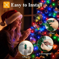 6.6FT 400 LED USB Christmas Tree Lights with Remote and Timer, Dimmable Waterproof Twinkle String Lights 8 Modes for 5-7FT Tree Indoor Outdoor, Multicolor