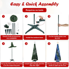  6.2 FT Pop-up Lighted Christmas Tree Pre-Lit Xmas Tree W/282 RGB LED Lights