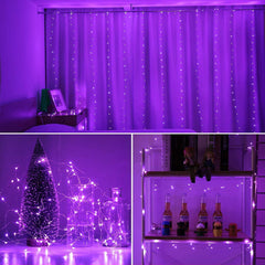 Fairy Lights Christmas String Lights Battery Operated 8 Modes 200 LED 66FT Fairy String Lights Portable Twinkle Firefly Lights Remote Timer for Bedroom Garden Party Decoration Purple - 4Pack