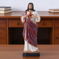 Catholic Sacred Heart of Jesus Statue, 10" H Jesus Christ Figure, Religious Catholic Gifts, Inspirational Indoor Home Decor, Hand Painted