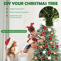 Gymax 8 Ft Artificial Christmas Tree Unlit Hinged Xmas Tree w/ Metal Stand