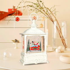 10-Inch Musical Snow Globe Lantern, LED Lighted Swirling Glitter, Santa Snowman Red Car, Christmas Decorations & Xmas Gifts