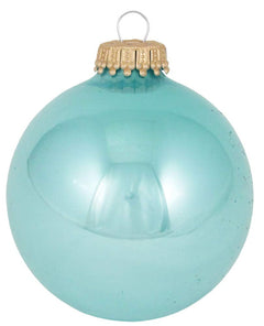 Christmas By Krebs 2 5/8" (67mm) Seamless Glass Ornament [8 Pieces], Decorated Designer Heirloom (Shiny Water Lily Blue)