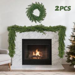 Syvvy 2 Pcs 6 Ft Artificial Norfolk Pine Garlands, Green Artificial Greenery Garland for Table, Mantle, Wall, Indoor, Outdoor Christmas Decorations, Real Touch Winter Pine Garland.