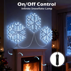 Beatineon Christmas Light Up Wall Decor, 3D Infinity Mirror Snowflake LED Lights for Winter Wonderland Bedroom Living Room