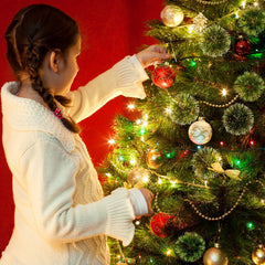 LAZY BUDDY 6ft Pre-lit Artificial Christmas Tree, Cashmere Hinged Xmas Tree with 550 Branch Tips & 250 Warm Lights