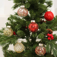 HIABIO Small Xmas Balls Ornaments Pink Silver Painted Christmas Tree Balls Home-Decor