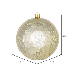 Vickerman 4.75" Christmas Ornament Ball, Champagne Shiny Mercury Finish, Shatterproof Plastic, Holiday Christmas Tree Decoration, 4 Pack