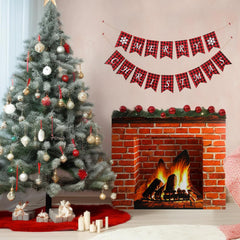 Ebaokuup Christmas Cardboard Fireplace Prop - 3D Red Brick Christmas Decoration Backdrop