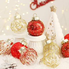 HIABIO Small Xmas Balls Ornaments Pink Silver Painted Christmas Tree Balls Home-Decor