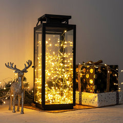 RESNICE Cluster Fairy Lights 50FT Firecracker String Lights 500 LED Warm White Plug in Indoor Silver Wire String Lights with Remote for Christmas Tree,Plant,Garden,Patio,Backyard