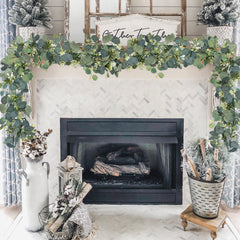 Fake Plants Huryfox 4pack Artificial Eucalyptus Garland – Faux Greenery Vines with Realistic Leaves & White Flowers for Wedding, Home Decor(Indoor/Outdoor)