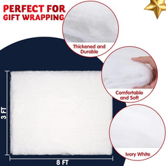 Joyfy Christmas Snow Blanket Roll (3x8ft, 4 Pack) for Christmas Decorations, Country Displays, Under the Christmas Tree - Thick White Soft Fake Snow Cover for Holiday Decorations and Winter Displays