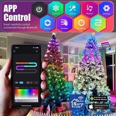 IC ICLOVER Christmas String Lights, 6.56FT x 200LEDs Waterfall String Lights, App Control with Remote, 10 Modes Christmas Tree Lights Waterproof for Indoor Outdoor Xmas Decorations