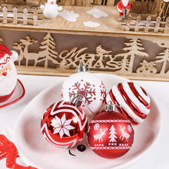 Christmas Valentines Ornaments Tree Decorations, 24ct Red and White Shatterproof Christmas Ball Ornaments Set, 2.36 Inch Hanging Ornament Bulk for Xmas Holiday Party Decor