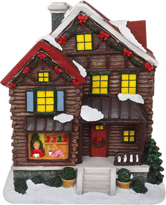 Christmas Village Log Cabin Tabletop Display Pre-lit LED Musical Snow Village Perfect Addition to Your Christmas Indoor Decorations & Holiday Collections