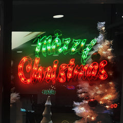 17.7Inch Lighted Merry ChristmasSign, Merry Christmas Window Silhouette Decoration (17.7 INCH)