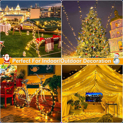 BN-LINK 2 Pack 99FT 300 LED String Lights, Plug-in Outdoor/Indoor Christmas Tree Lights with 8 Modes, Waterproof String Lights for House Yard, Patio & Xmas Decorations(Warm White)