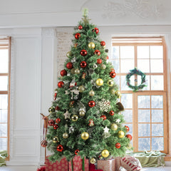 LAZY BUDDY 6ft Pre-lit Artificial Christmas Tree, Cashmere Hinged Xmas Tree with 550 Branch Tips & 250 Warm Lights