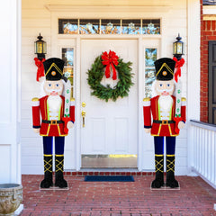  1 PCS 5 FT Lighted Nutcracker Soldier Outdoor Christmas Decoration with Glitter Sword