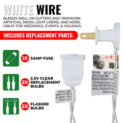 612 Vermont 100 Clear White Christmas Lights on White Wire, Indoor Outdoor Use, 18' Lighted Length, 20' Total Length (Pack of 2)