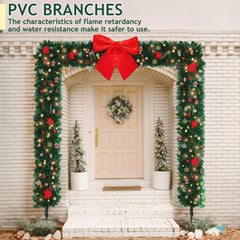 Pre-Lit 7.9ft Christmas Archway with 1,650 Branches, Warm White LED Lights, DIY Ornaments, Flat-Top Green PVC Arch for Indoor/Outdoor Holiday Decorations