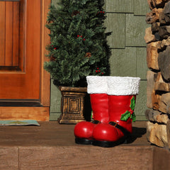 Sunnydaze 13 in Polyresin Santa Boots Christmas Decor Statue