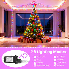  200FT Fairy Lights Plug In, 600 Led Starry Twinkle String Lights, Rainbow Christmas Light, 8 Lighting Modes, for Wedding Indoor Outdoor Patio Garden Decoration