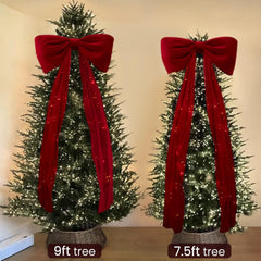 TETOU Christmas Decorations,6 x 2.3Ft Giant Big Red Velvet Bow for Christmas Tree Topper Wall Mantle Indoor Party Valentines Xmas Decoration