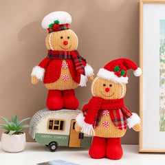 2PCS Gingerbread Christmas Decorations,Christmas Decorations Indoor,Christmas Gingerbread Man Plush,Christmas Stuffed Doll Gifts for Tiered Tray Party Decor Home